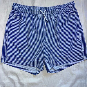 NWT Men's XXL Maamgic Swim Trunks Blue White Striped